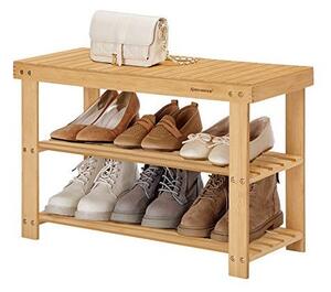 Banca cu suport pantofi Model Isabelle, Natural, 28.5x70x45 cm