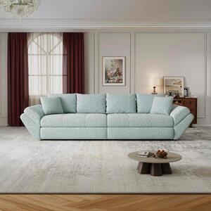 Canapea extensibilă dumonde cu ladă de depozitare si sezut confortabil din spuma high-density, Loana Jaguar Verde mint 300x100 cm