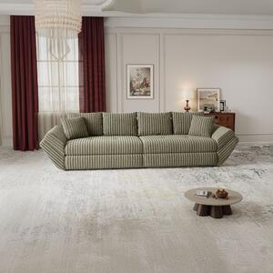Canapea extensibilă dumonde cu ladă de depozitare si sezut confortabil din spuma high-density, Loana Tilia Verde olive 300x100 cm