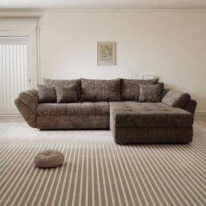 Colțar extensibil dumonde cu ladă de depozitare si sezut confortabil din spuma high-density, Loana Cremona Maro-bej II 270x185 cm