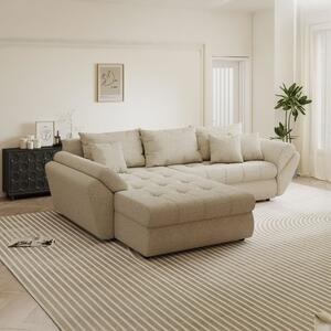 Colțar extensibil dumonde cu ladă de depozitare si sezut confortabil din spuma high-density, Loana Monte Bej 270x185 cm