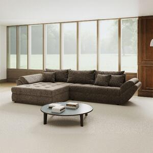 Colțar extensibil dumonde cu ladă de depozitare si sezut confortabil din spuma high-density, Loana Jaguar Maro cappuccino 270x185 cm