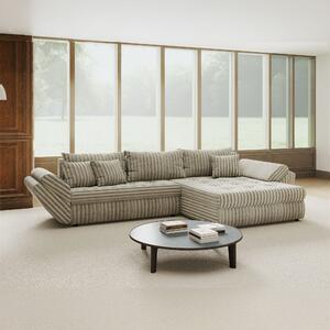 Colțar extensibil dumonde cu ladă de depozitare si sezut confortabil din spuma high-density, Loana Tilia Gri- bej II 270x185 cm