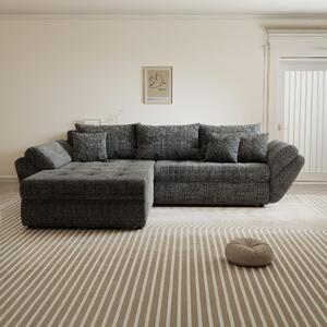Colțar extensibil dumonde cu ladă de depozitare si sezut confortabil din spuma high-density, Loana Cremona Gri 270x185 cm