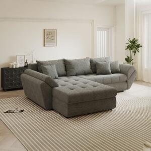 Colțar extensibil dumonde cu ladă de depozitare si sezut confortabil din spuma high-density, Loana Quelle Gri 270x185 cm