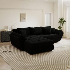 Colțar extensibil dumonde cu ladă de depozitare si sezut confortabil din spuma high-density, Loana Quelle Negru 270x185 cm