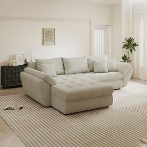 Colțar extensibil dumonde cu ladă de depozitare si sezut confortabil din spuma high-density, Loana Vibe Bej 270x185 cm