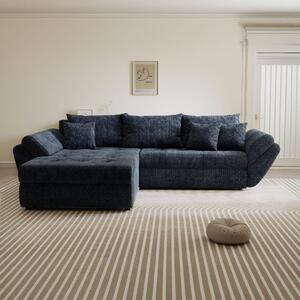 Colțar extensibil dumonde cu ladă de depozitare si sezut confortabil din spuma high-density, Loana Cremona Albastru 270x185 cm