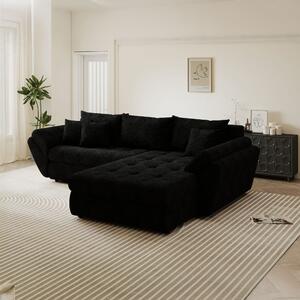 Colțar extensibil dumonde cu ladă de depozitare si sezut confortabil din spuma high-density, Loana Quelle Negru II 270x185 cm