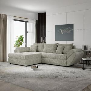 Colțar extensibil dumonde cu ladă de depozitare si sezut confortabil din spuma high-density, Loana Cremona Bej 270x185 cm