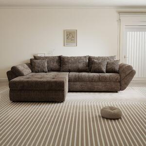 Colțar extensibil dumonde cu ladă de depozitare si sezut confortabil din spuma high-density, Loana Cremona Maro-bej 270x185 cm