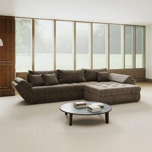 Colțar extensibil dumonde cu ladă de depozitare si sezut confortabil din spuma high-density, Loana Jaguar Maro cappuccino II 270x185 cm