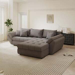 Colțar extensibil dumonde cu ladă de depozitare si sezut confortabil din spuma high-density, Loana Monte Gri II 270x185 cm