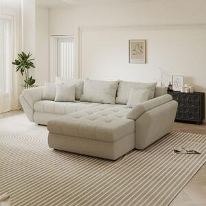 Colțar extensibil dumonde cu ladă de depozitare si sezut confortabil din spuma high-density, Loana Vibe Bej II 270x185 cm