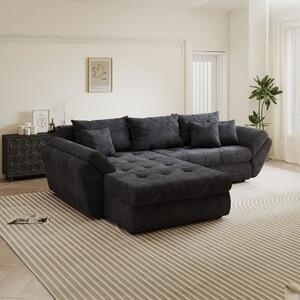 Colțar extensibil dumonde cu ladă de depozitare si sezut confortabil din spuma high-density, Loana Vibe Gri antracit 270x185 cm
