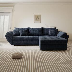 Colțar extensibil dumonde cu ladă de depozitare si sezut confortabil din spuma high-density, Loana Cremona Albastru II 270x185 cm