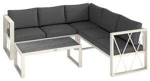Outsunny Set Mobilier de Grădină din 4 Piese cu 2 Canapele, Fotoliu Reglabil și Măsuță de Cafea, 121x61x62 cm, Gri | Aosom Romania