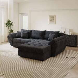 Colțar extensibil dumonde cu ladă de depozitare si sezut confortabil din spuma high-density, Loana Vibe Gri antracit II 270x185 cm