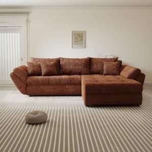 Colțar extensibil dumonde cu ladă de depozitare si sezut confortabil din spuma high-density, Loana Cremona Teracota II 270x185 cm