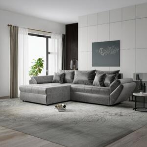 Colțar extensibil dumonde cu ladă de depozitare si sezut confortabil din spuma high-density, Loana Monolith Gri 270x185 cm