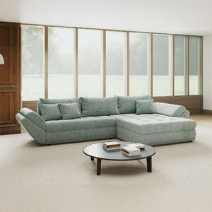 Colțar extensibil dumonde cu ladă de depozitare si sezut confortabil din spuma high-density, Loana Jaguar Verde mint II 270x185 cm