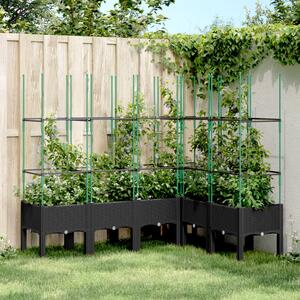 Jardinieră de grădină cu spalier, negru, 160x120x142,5 cm, PP