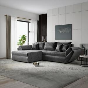 Colțar extensibil dumonde cu ladă de depozitare si sezut confortabil din spuma high-density, Loana Monolith Gri antracit 270x185 cm