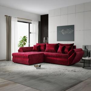 Colțar extensibil dumonde cu ladă de depozitare si sezut confortabil din spuma high-density, Loana Monolith Rosu 270x185 cm