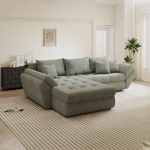 Colțar extensibil dumonde cu ladă de depozitare si sezut confortabil din spuma high-density, Loana Vibe Mint 270x185 cm