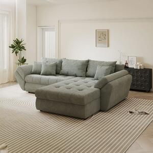 Colțar extensibil dumonde cu ladă de depozitare si sezut confortabil din spuma high-density, Loana Vibe Mint II 270x185 cm