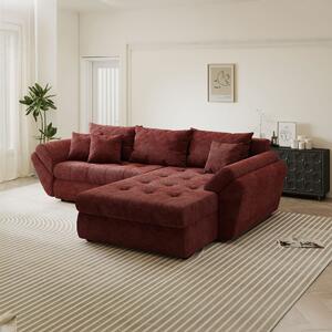 Colțar extensibil dumonde cu ladă de depozitare si sezut confortabil din spuma high-density, Loana Vibe Rosu II 270x185 cm