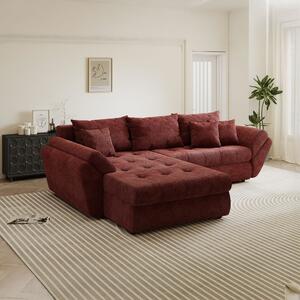 Colțar extensibil dumonde cu ladă de depozitare si sezut confortabil din spuma high-density, Loana Vibe Rosu 270x185 cm