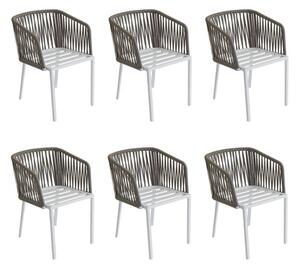 Set de 6 scaune de gradina cu perna Julii Stacking, metal/ ratan, 74 x 57 x 60 cm