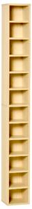 HOMCOM Dulap Biblioteca Suport CD-uri cu 12 Rafturi pentru 204 CD-uri, Raft Biblioteca din MDF si PAL, 21x20x175 cm, Lemn natural