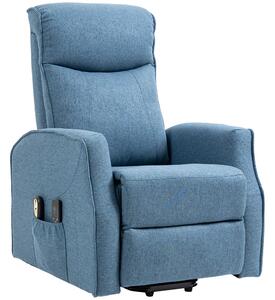 HOMCOM Fotoliu Recliner cu 8 Puncte de Masaj, Rabatabil la 135° cu Suport pentru Picioare, 74,5x87,5x110 cm, Albastru | Aosom Romania