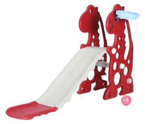 Tobogan dinozaur, copii 1 - 4 ani, Rosu, Trepte anti-derapante, Plastic rezistent HDPE inodor netoxic, Usor de montat