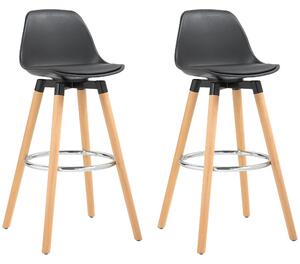 HOMCOM Set 2 Scaune de Bar Moderne din Piele Ecologică, Scaune Înalte de Bucătărie, Negru | Aosom Romania