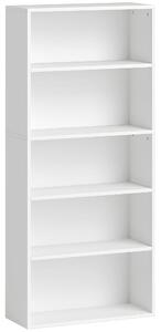 HOMCOM Bibliotecă cu 5 Niveluri și Rafturi Ajustabile, 60x24x133,5 cm, Alb | Aosom Romania