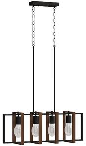 HOMCOM Candelabru Suspendat Rustic cu 4 Cadre Rotative și Lanț Regulabil, 80x21x90-130 cm, Negru și Nuc | Aosom Romania