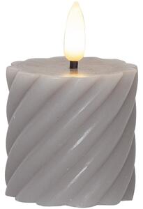 Set de 2 lumânări LED din ceară gri Star Trading Flamme Swirl, înălțime 7,5 cm