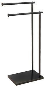 HOMCOM Suport Prosoape cu 2 Brațe, Suport Baie din Metal, 35,5x20x78 cm, Negru | Aosom Romania