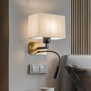 Euluna Aplică de perete Harry, unghiulară, alamă/negru/alb, Alb, Camera de zi / sufragerie, Metal, Modern, Lumină de lectură