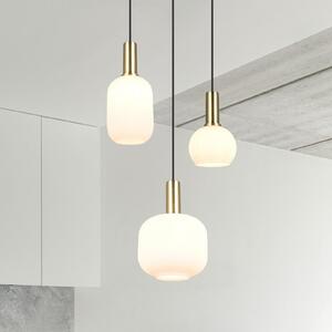 Trio Lighting Lampă suspendată Diva, 3 becuri, culoarea alamei, opal, sticlă, metal, reglabil, Alb, Camera de zi / sufragerie, Sticlă