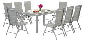 Set de grădină Polywood Verona din aluminiu pentru 8 persoane Garden Point gri deschis
