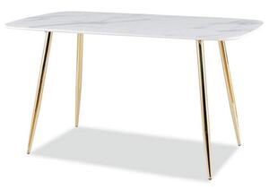 Masă de sufragerie Carolee (alb + auriu) (pentru 4 până la 6 persoane). 1050041