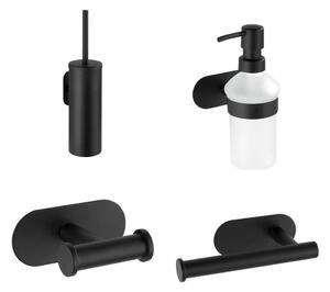 Set de accesorii de baie negru mat autoadeziv din oțel inoxidabil Orea – Wenko