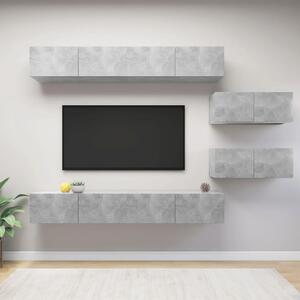 Set de dulapuri TV, 6 piese, gri beton, lemn prelucrat