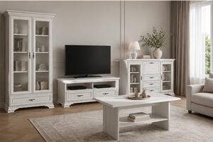 Mobilier living alb clasic IDENTO 6, format din 2 vitrine, masuta cafe