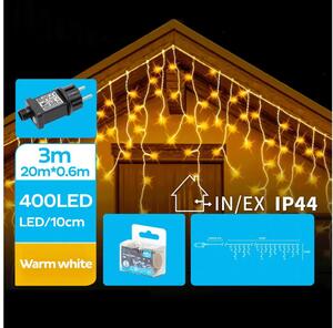 BRILAGI - Ghirlandă LED pentru exterior, 400 LED, 8 funcții, 23 x 0,6 m, IP44, alb cald