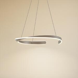Lucande Lampă suspendată LED Eloura, argintiu, Ø58cm, metal, CCT, Metalic, Camera de zi / sufragerie, Metal, Modern